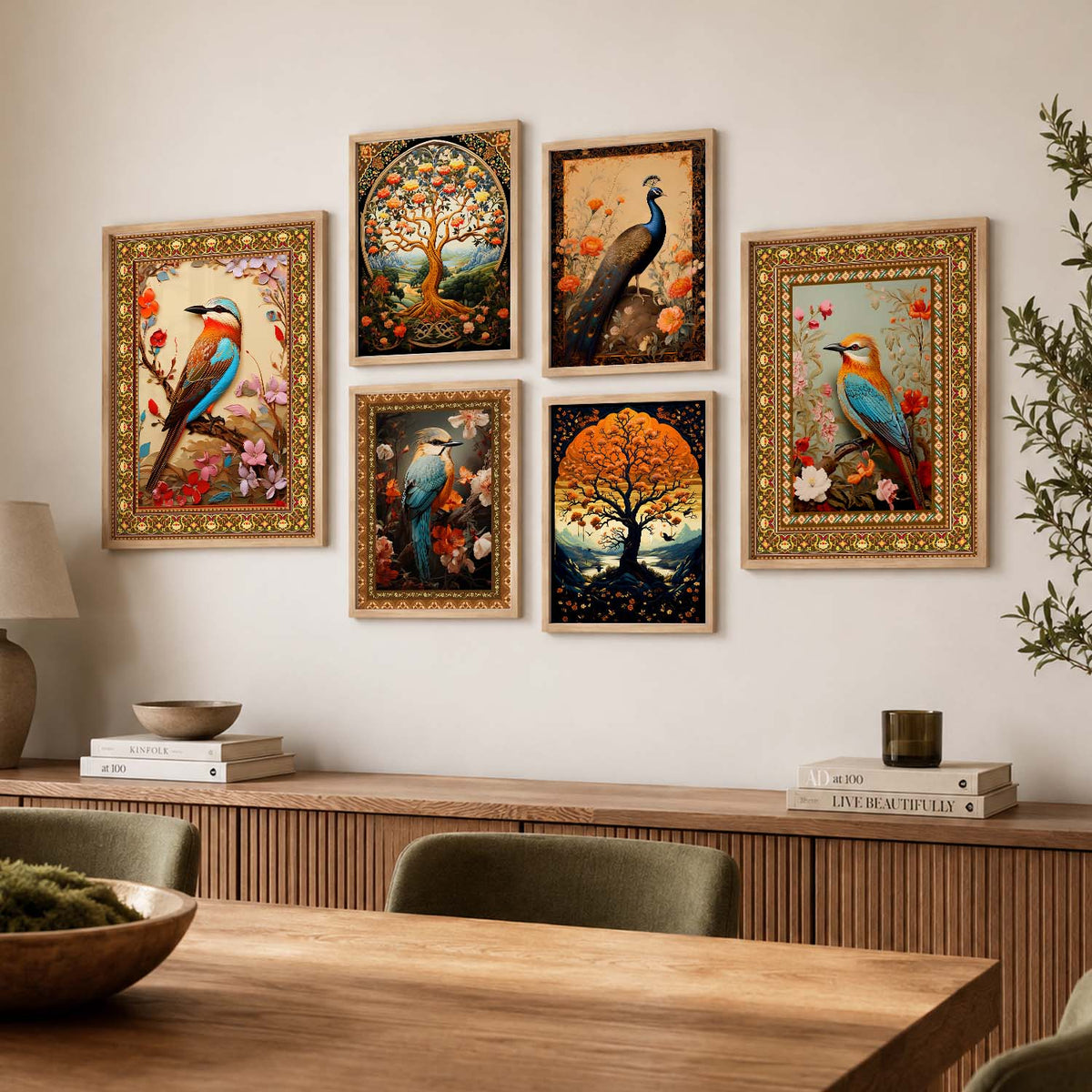 Nature Inspired Art Prints with Frame for Living Room Bedroom Home and Office Wall Decor Set of 6