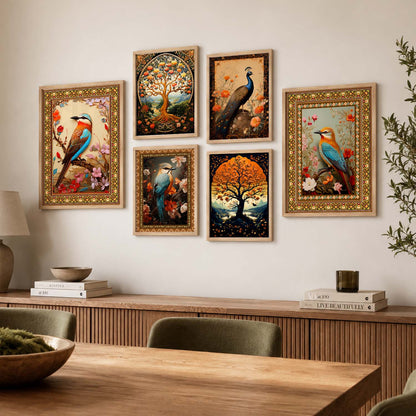 Nature Inspired Art Prints with Frame for Living Room Bedroom Home and Office Wall Decor Set of 6