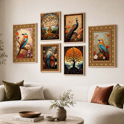 Nature Inspired Art Prints with Frame for Living Room Bedroom Home and Office Wall Decor Set of 6
