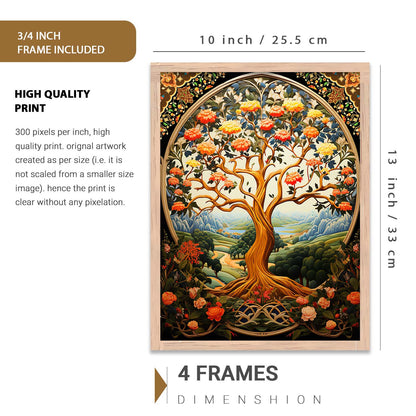 Nature Inspired Art Prints with Frame for Living Room Bedroom Home and Office Wall Decor Set of 6