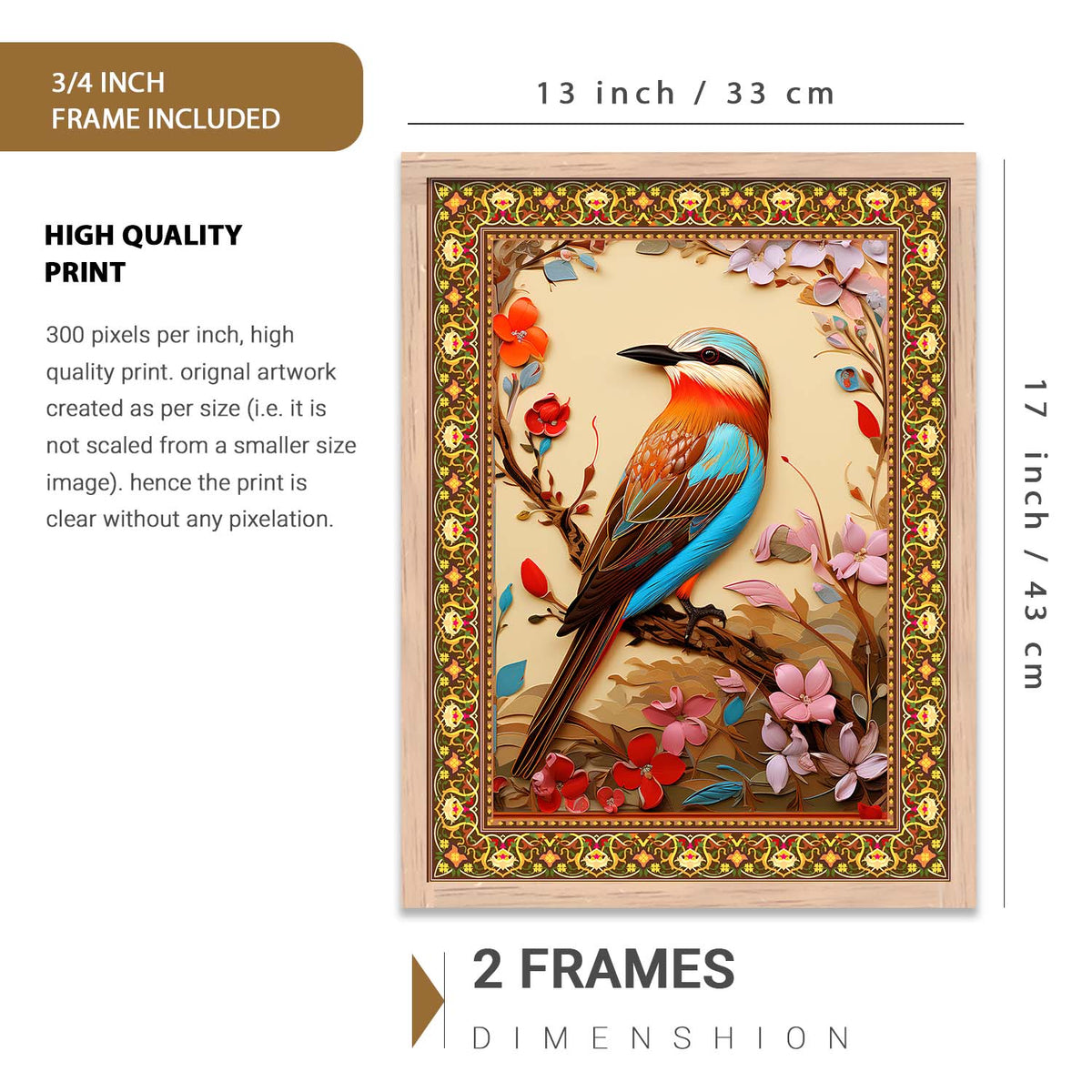 Nature Inspired Art Prints with Frame for Living Room Bedroom Home and Office Wall Decor Set of 6