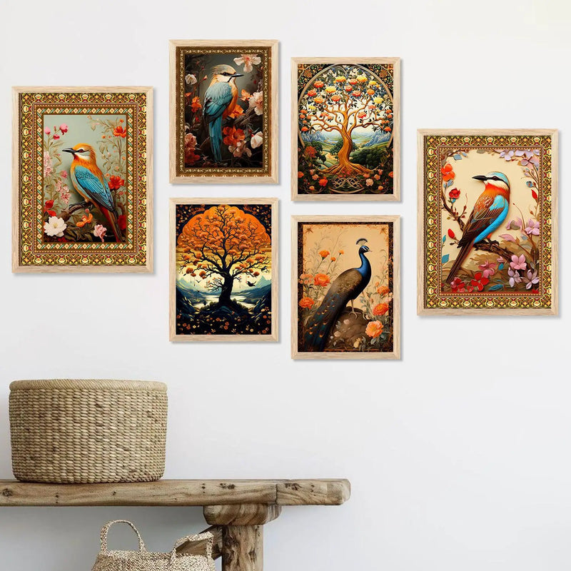 Nature Inspired Art Prints with Frame for Living Room Bedroom Home and Office Wall Decor Set of 6