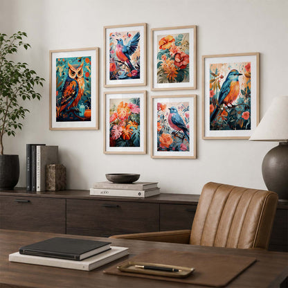 Nature Inspired Art Prints with Frame for Living Room Bedroom Home and Office Wall Decor Set of 6
