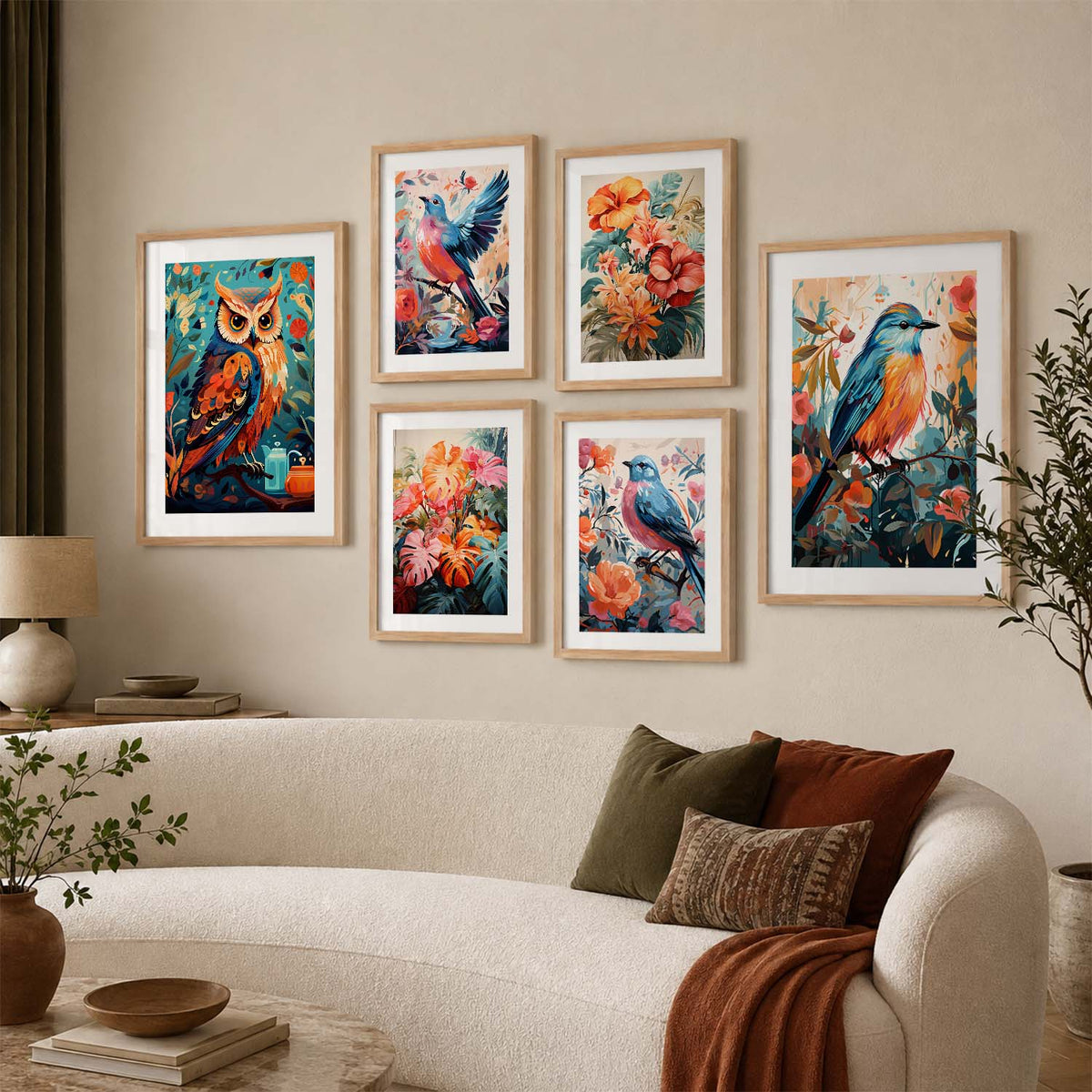 Nature Inspired Art Prints with Frame for Living Room Bedroom Home and Office Wall Decor Set of 6