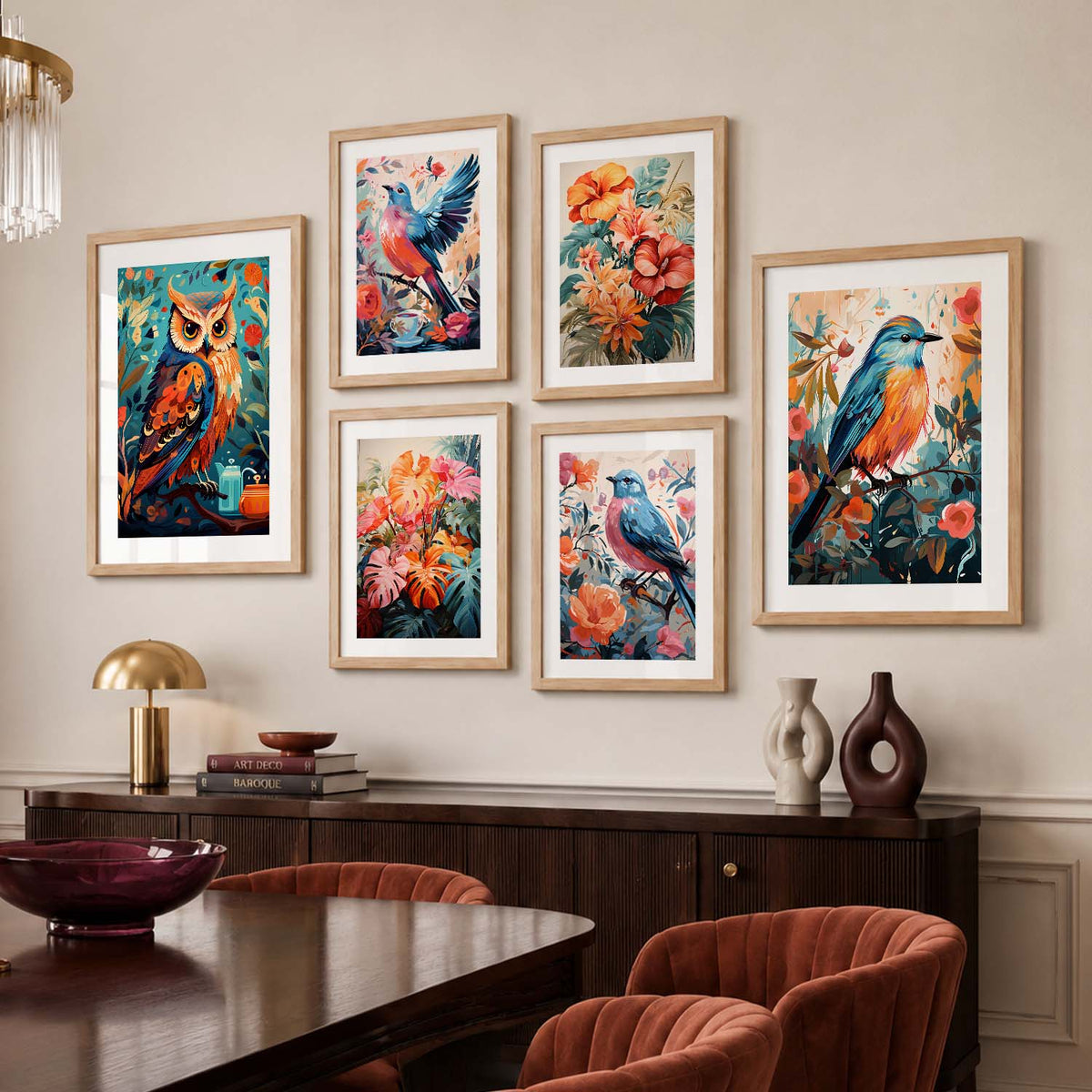 Nature Inspired Art Prints with Frame for Living Room Bedroom Home and Office Wall Decor Set of 6