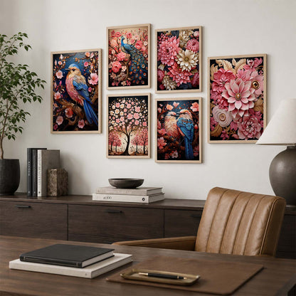 Nature Inspired Art Prints with Frame for Living Room Bedroom Home and Office Wall Decor Set of 6