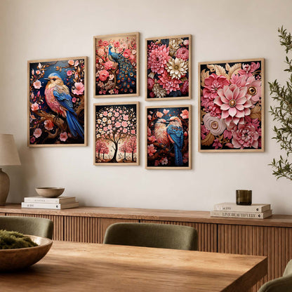 Nature Inspired Art Prints with Frame for Living Room Bedroom Home and Office Wall Decor Set of 6