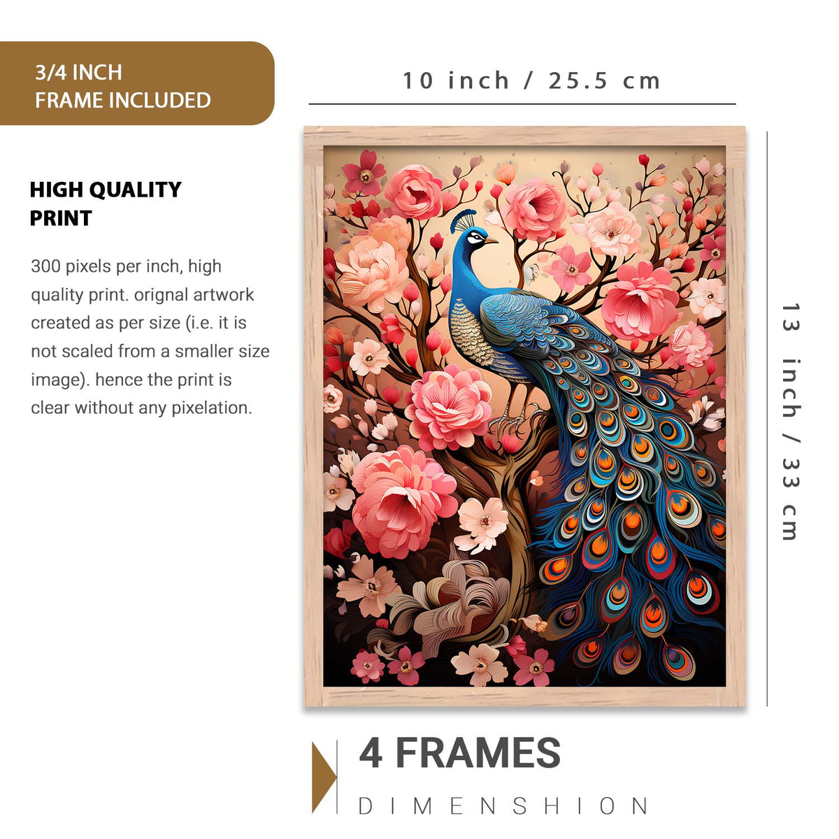 Nature Inspired Art Prints with Frame for Living Room Bedroom Home and Office Wall Decor Set of 6