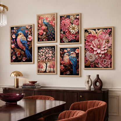 Nature Inspired Art Prints with Frame for Living Room Bedroom Home and Office Wall Decor Set of 6