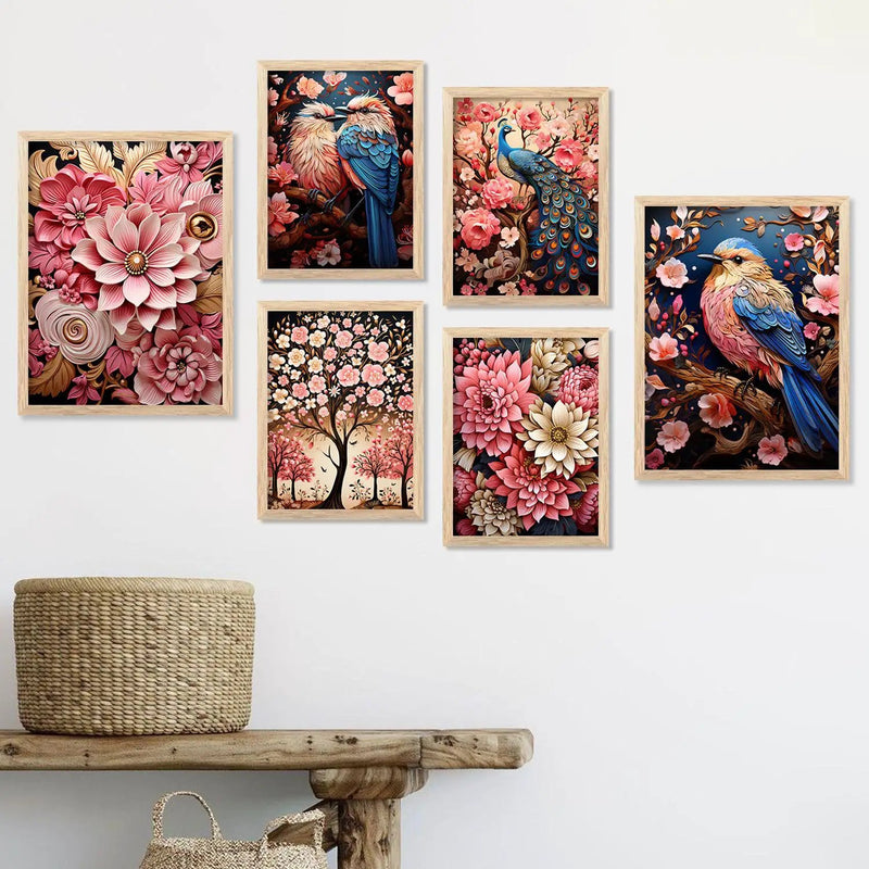 Nature Inspired Art Prints with Frame for Living Room Bedroom Home and Office Wall Decor Set of 6