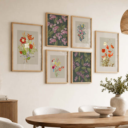 Nature Inspired Art Prints with Frame for Living Room Bedroom Home and Office Wall Decor Set of 6