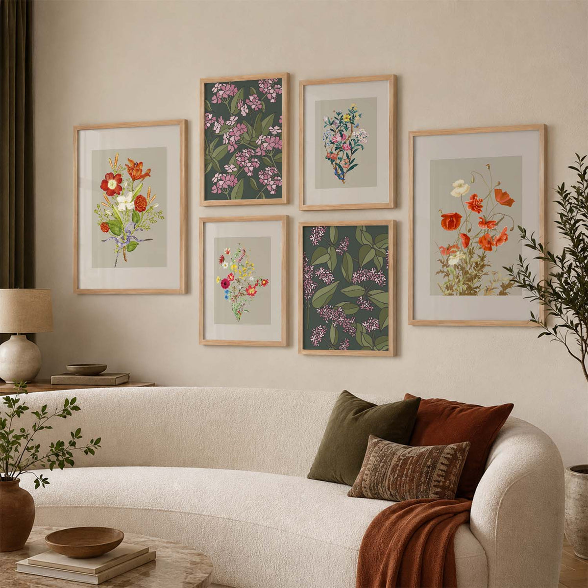 Nature Inspired Art Prints with Frame for Living Room Bedroom Home and Office Wall Decor Set of 6