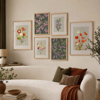 Nature Inspired Art Prints with Frame for Living Room Bedroom Home and Office Wall Decor Set of 6