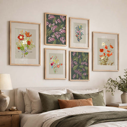 Nature Inspired Art Prints with Frame for Living Room Bedroom Home and Office Wall Decor Set of 6