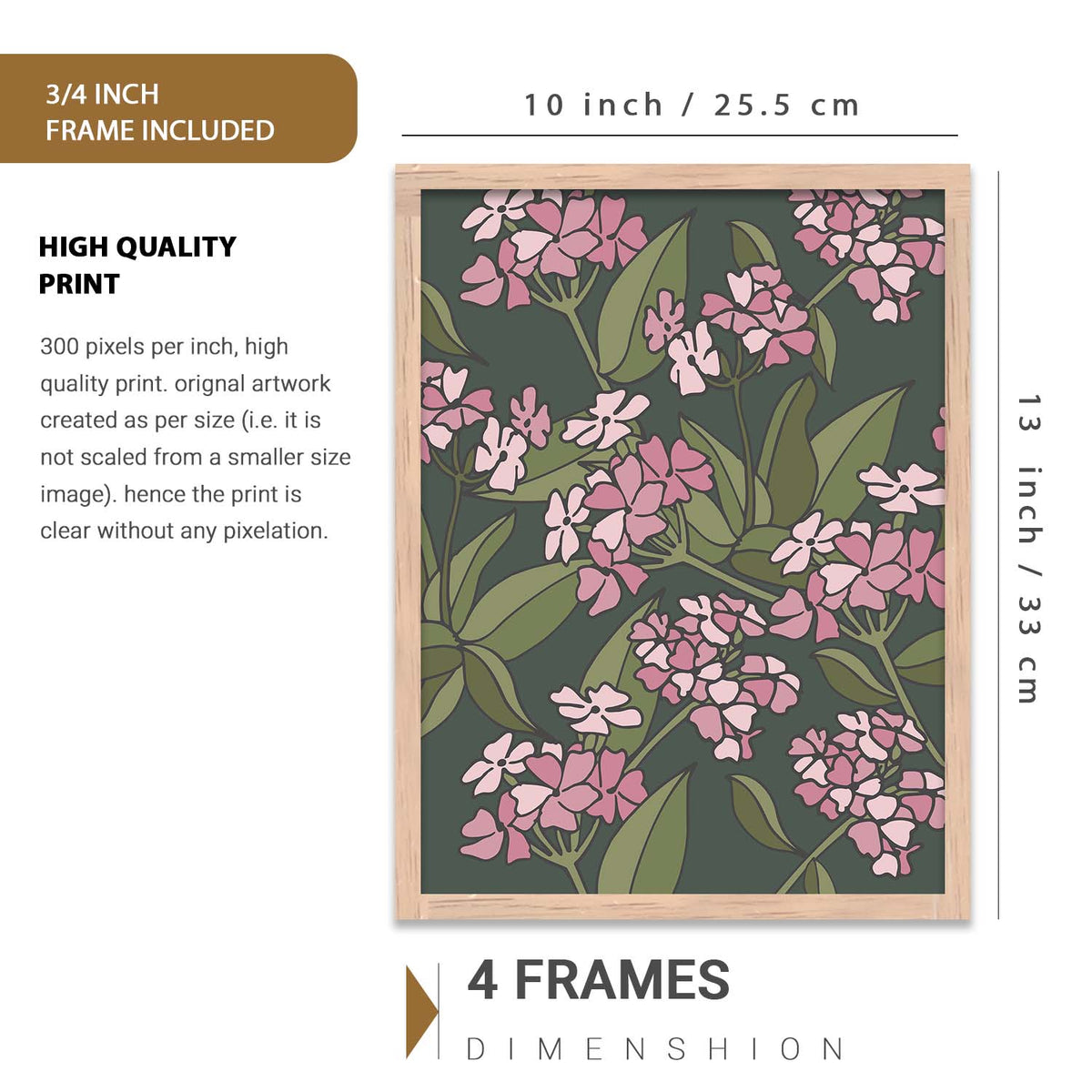 Nature Inspired Art Prints with Frame for Living Room Bedroom Home and Office Wall Decor Set of 6