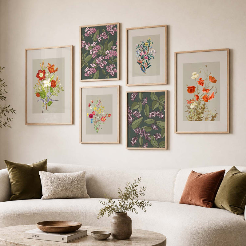 Nature Inspired Art Prints with Frame for Living Room Bedroom Home and Office Wall Decor Set of 6