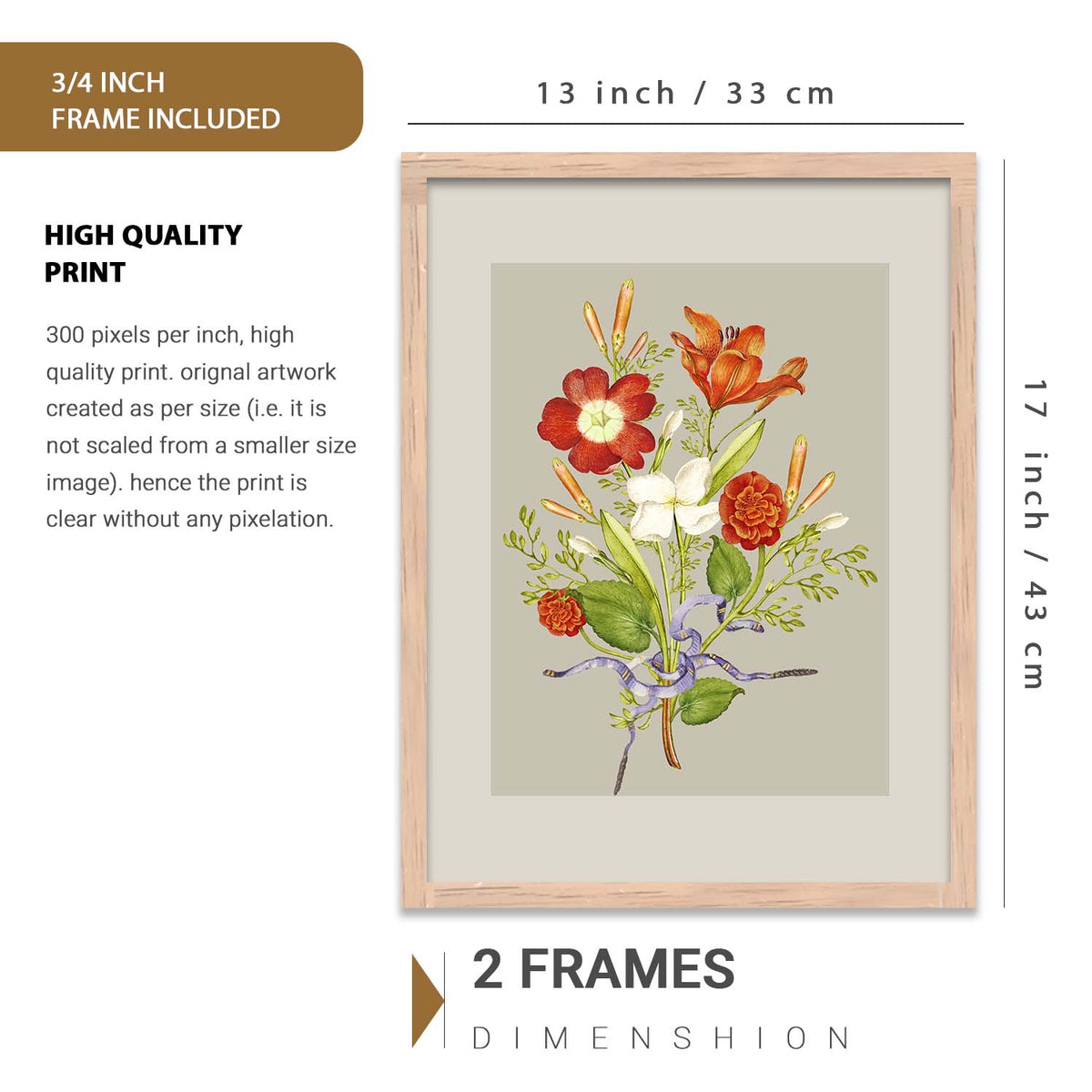 Nature Inspired Art Prints with Frame for Living Room Bedroom Home and Office Wall Decor Set of 6