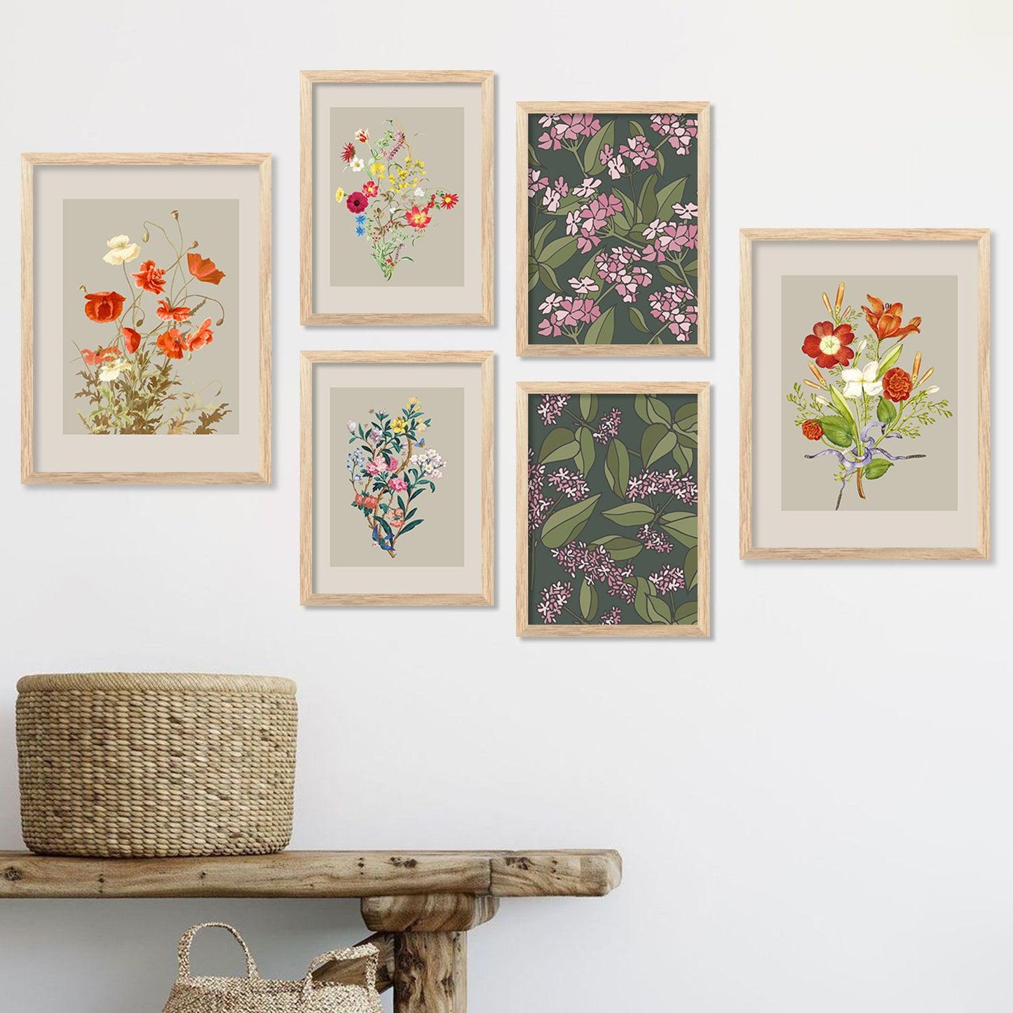 Nature Inspired Art Prints with Frame for Living Room Bedroom Home and Office Wall Decor Set of 6