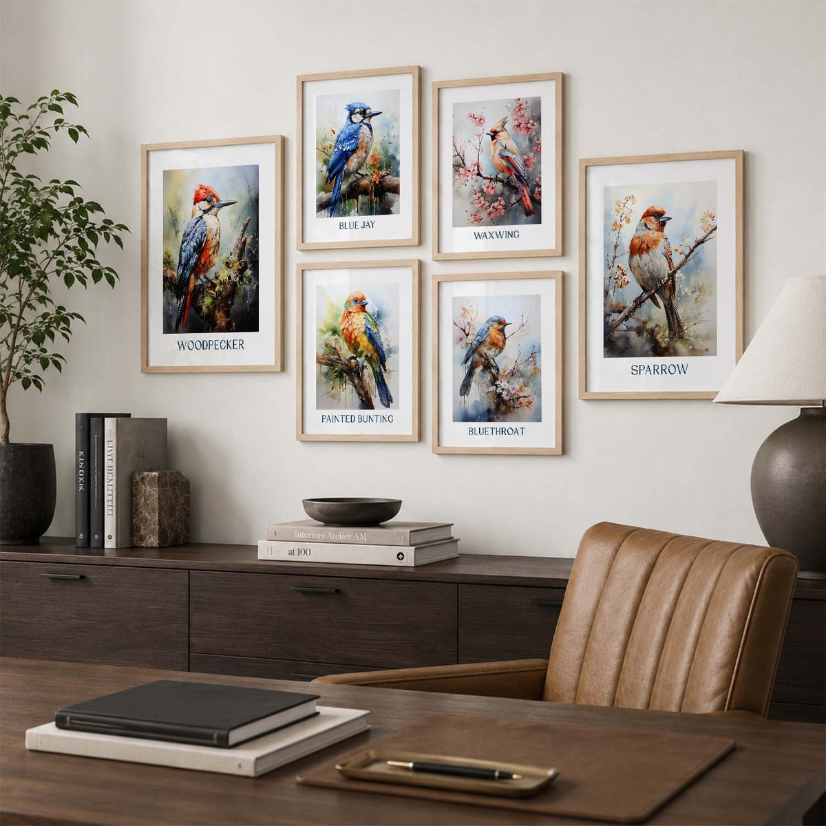 Nature Inspired Art Prints with Frame for Living Room Bedroom Home and Office Wall Decor Set of 6