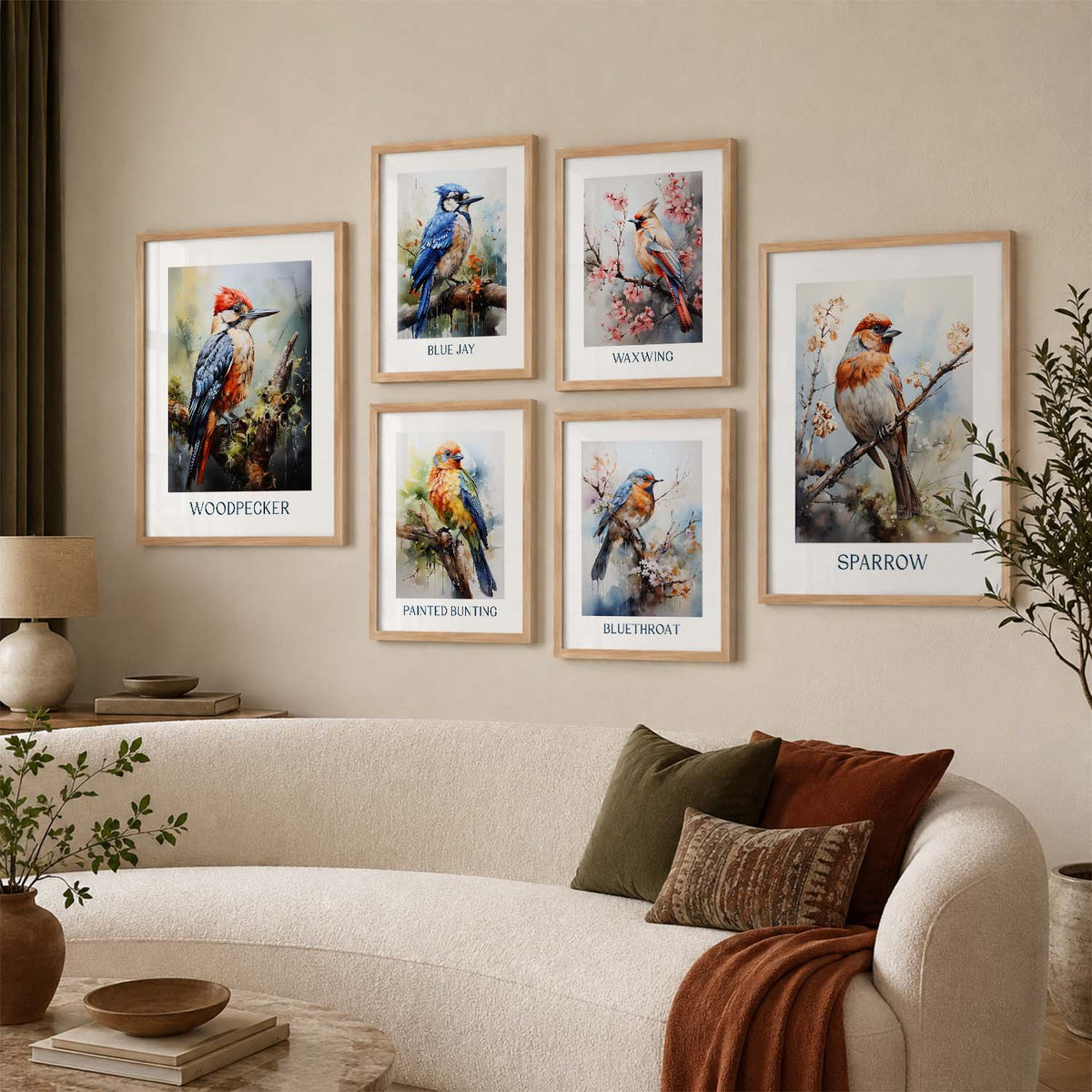 Nature Inspired Art Prints with Frame for Living Room Bedroom Home and Office Wall Decor Set of 6