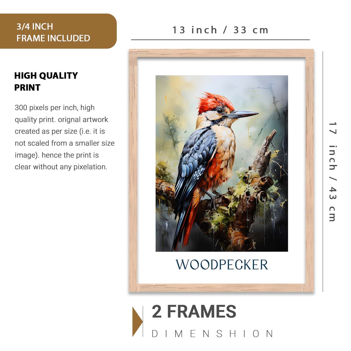 Nature Inspired Art Prints with Frame for Living Room Bedroom Home and Office Wall Decor Set of 6