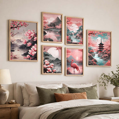 Nature Inspired Art Prints with Frame for Living Room Bedroom Home and Office Wall Decor Set of 6