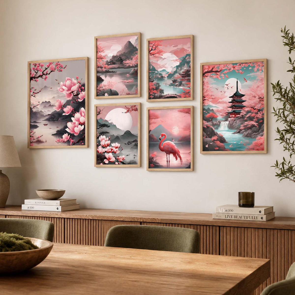 Nature Inspired Art Prints with Frame for Living Room Bedroom Home and Office Wall Decor Set of 6