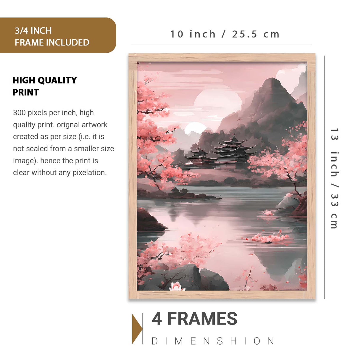 Nature Inspired Art Prints with Frame for Living Room Bedroom Home and Office Wall Decor Set of 6