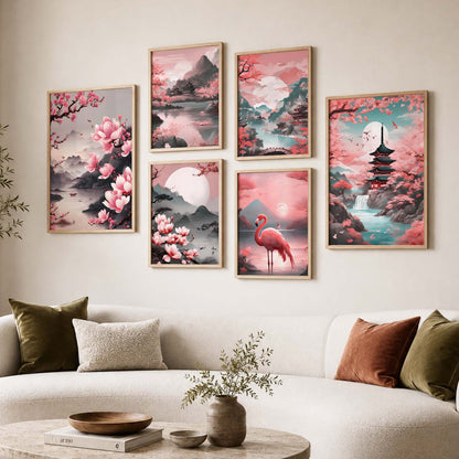 Nature Inspired Art Prints with Frame for Living Room Bedroom Home and Office Wall Decor Set of 6