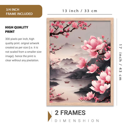 Nature Inspired Art Prints with Frame for Living Room Bedroom Home and Office Wall Decor Set of 6