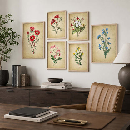 Nature Inspired Art Prints with Frame for Living Room Bedroom Home and Office Wall Decor Set of 6