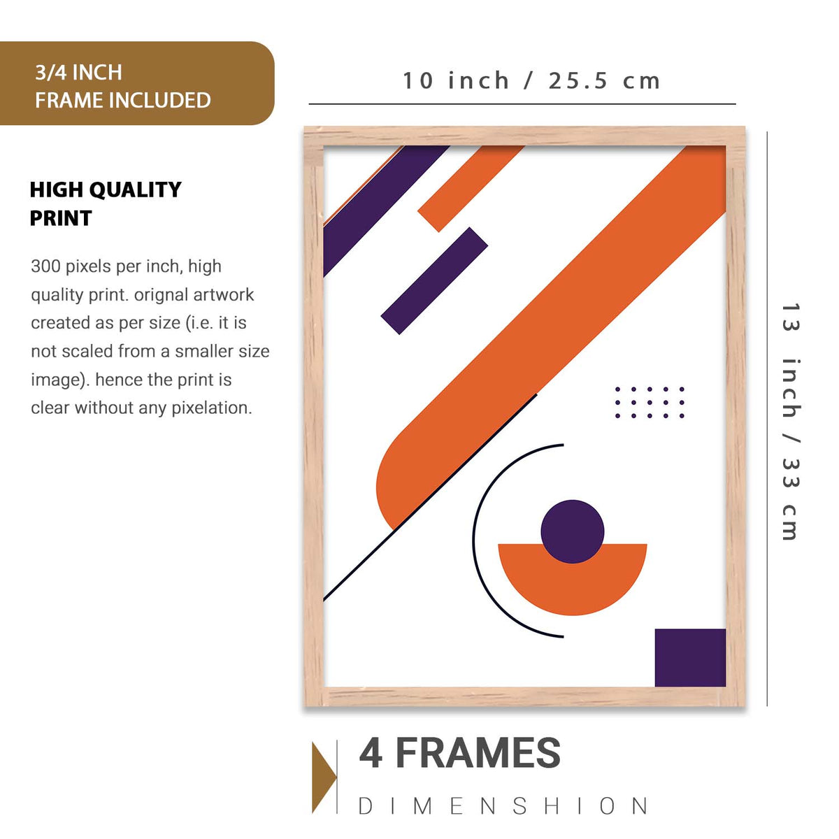Geometric Abstract Boho Modern Wall Art Set of 6 Framed Prints
