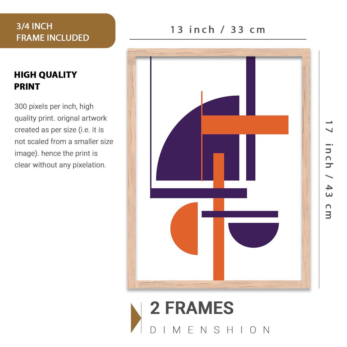 Geometric Abstract Boho Modern Wall Art Set of 6 Framed Prints