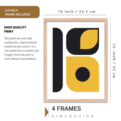 Geometric Abstract Boho Bold Wall Art Set of 6 Framed Prints