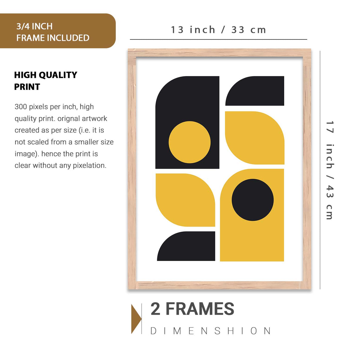 Geometric Abstract Boho Bold Wall Art Set of 6 Framed Prints