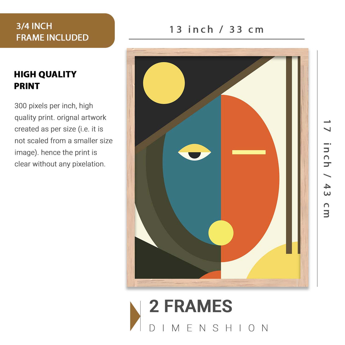 Geometric Abstract Boho Wall Art Set of 6 Framed Prints