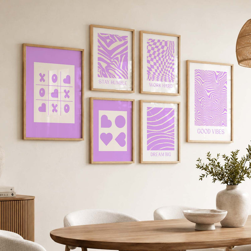 Abstract Boho Wall Art Set of 6 Framed Prints