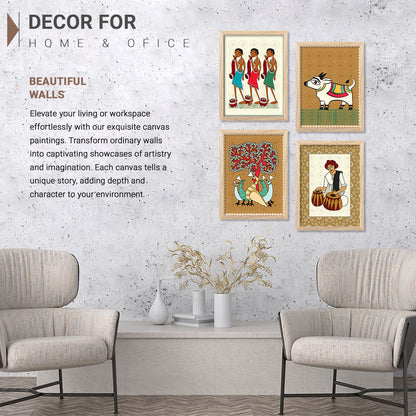 Traditional Indian Prints with Frame for Living Room Bedroom Home and Office Wall Decor Set of 6