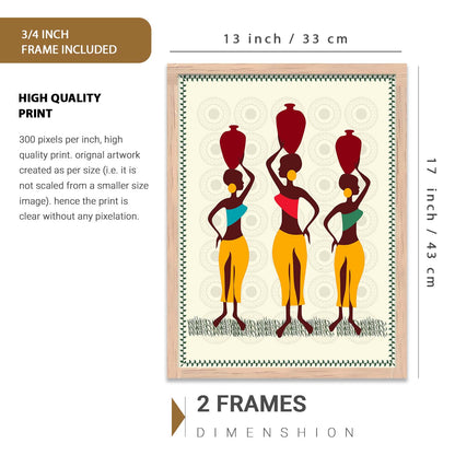 Traditional Indian Prints with Frame for Living Room Bedroom Home and Office Wall Decor Set of 6