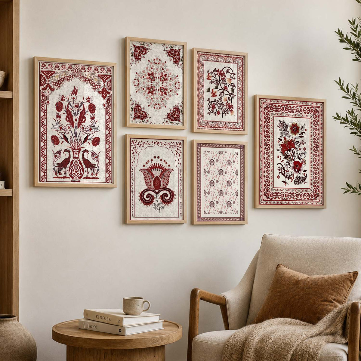 Traditional Indian Prints with Frame for Living Room Bedroom Home and Office Wall Decor Set of 6