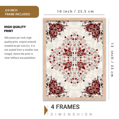 Traditional Indian Prints with Frame for Living Room Bedroom Home and Office Wall Decor Set of 6