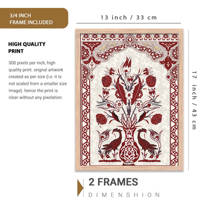 Traditional Indian Prints with Frame for Living Room Bedroom Home and Office Wall Decor Set of 6