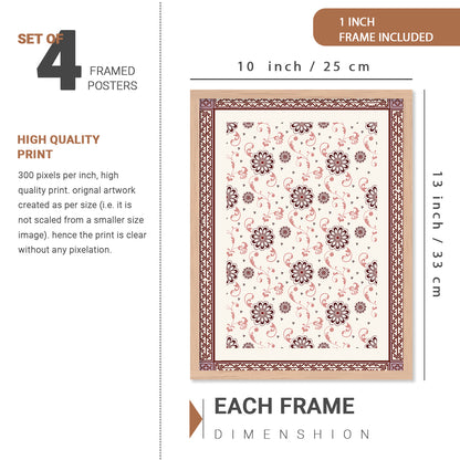 Traditional Indian Prints with Frame for Living Room Bedroom Home and Office Wall Decor Set of 6