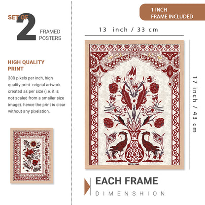 Traditional Indian Prints with Frame for Living Room Bedroom Home and Office Wall Decor Set of 6