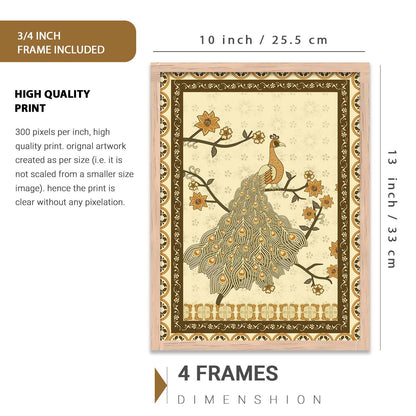 Traditional Indian Prints with Frame for Living Room Bedroom Home and Office Wall Decor Set of 6