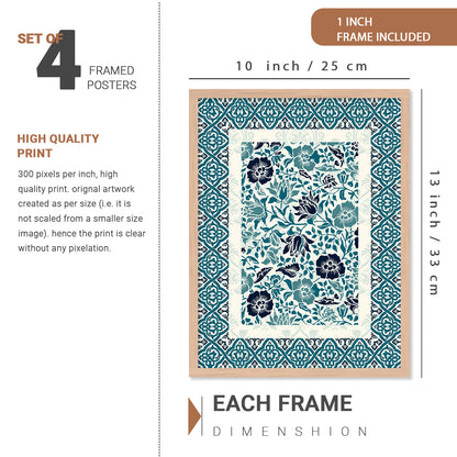 Traditional Indian Prints with Frame for Living Room Bedroom Home and Office Wall Decor Set of 6