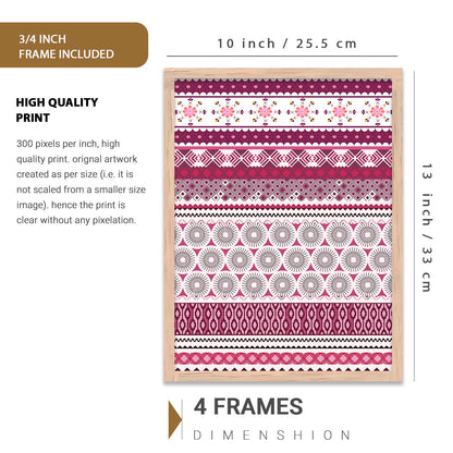 Traditional Indian Prints with Frame for Living Room Bedroom Home and Office Wall Decor Set of 6