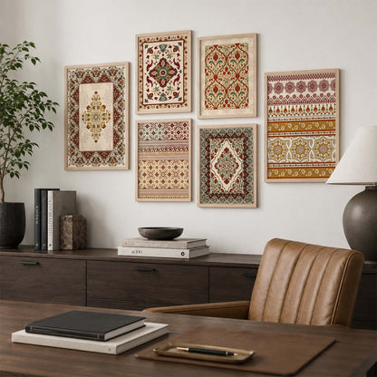 Traditional Indian Prints with Frame for Living Room Bedroom Home and Office Wall Decor Set of 6