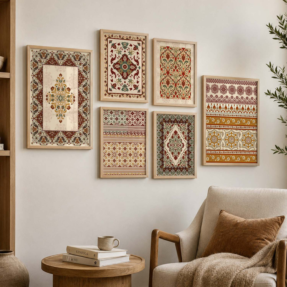 Traditional Indian Prints with Frame for Living Room Bedroom Home and Office Wall Decor Set of 6