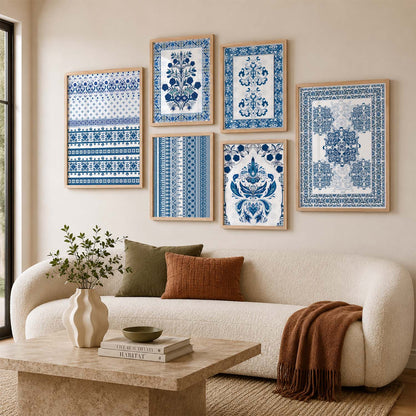 Traditional Indian Prints with Frame for Living Room Bedroom Home and Office Wall Decor Set of 6